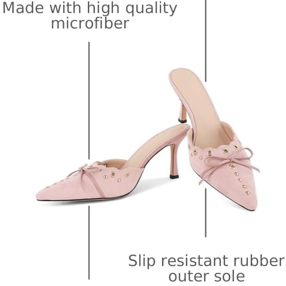 NEW IN BOX Pink Suede Pointy Toe Heeled Mules - Picture 5 of 10